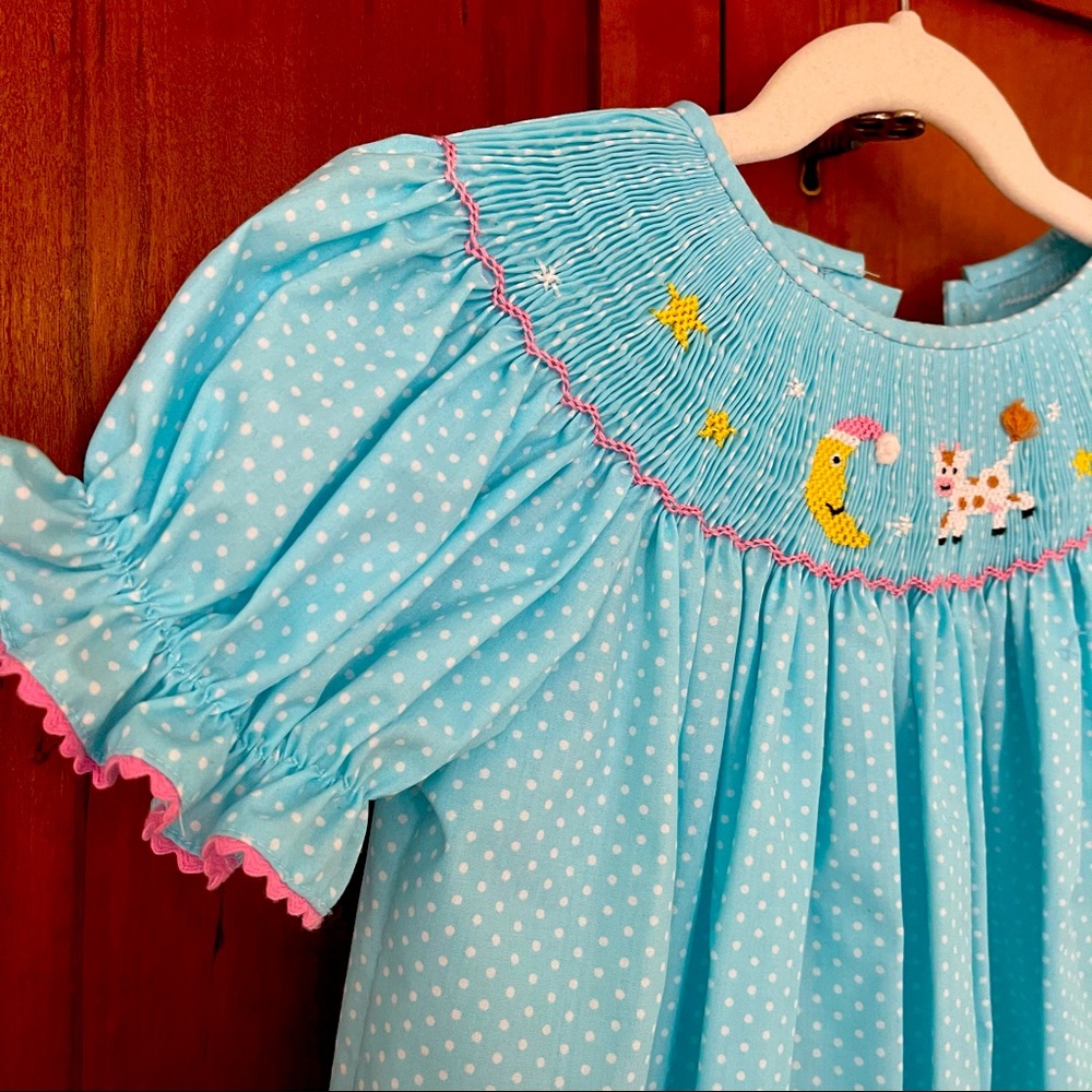 Smocked Bishop Dress in Tiffany Blue